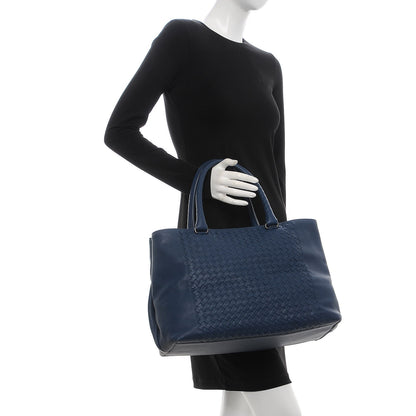 Bottega Veneta Calfskin Intrecciato Tote Dark Denim 2 of 7