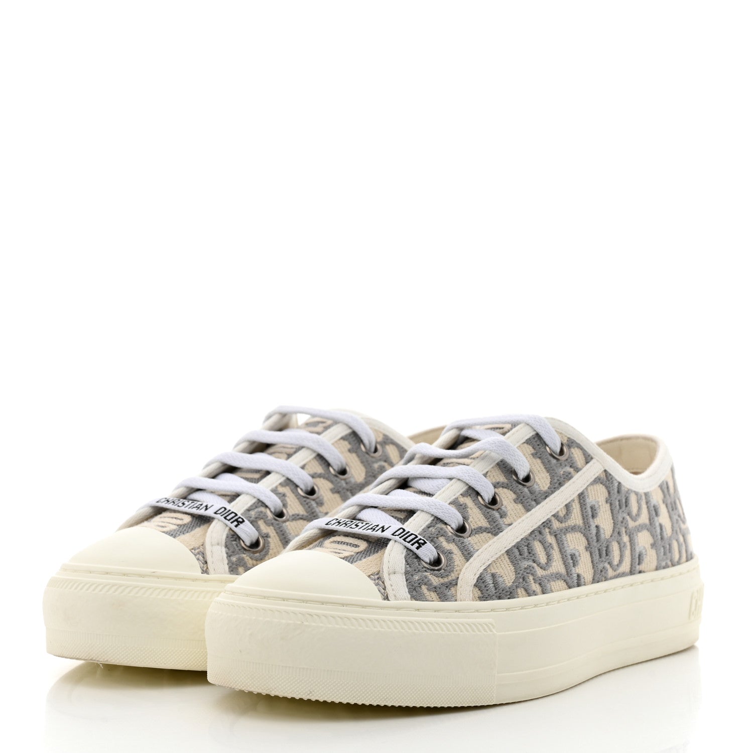 Christian Dior Canvas Oblique Walk'N'Dior Low Top Sneakers 35 Grey Stone 3 of 8