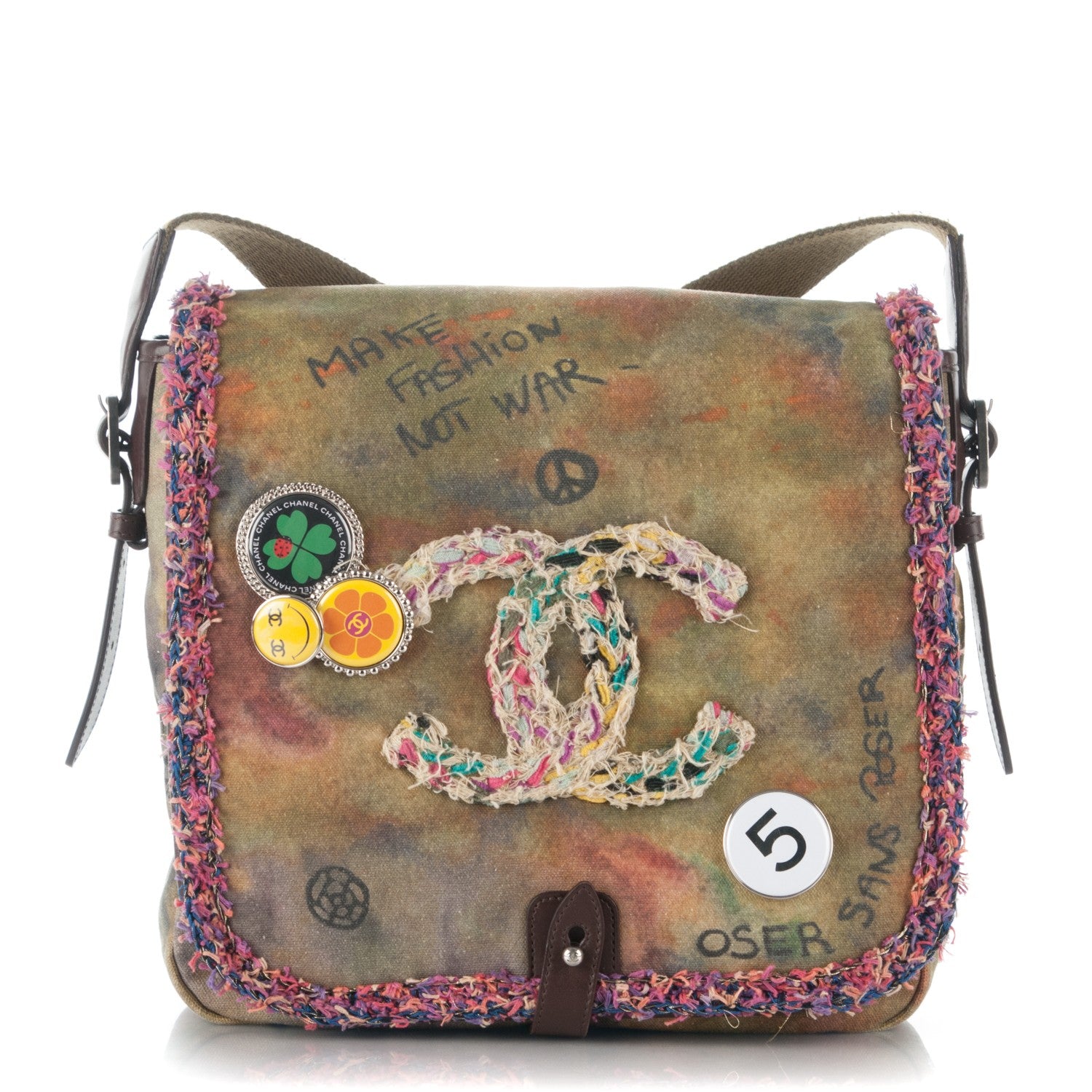 Chanel Washed Toile Graffiti On The Pavements Messenger Khaki Multicolor 1 of 7