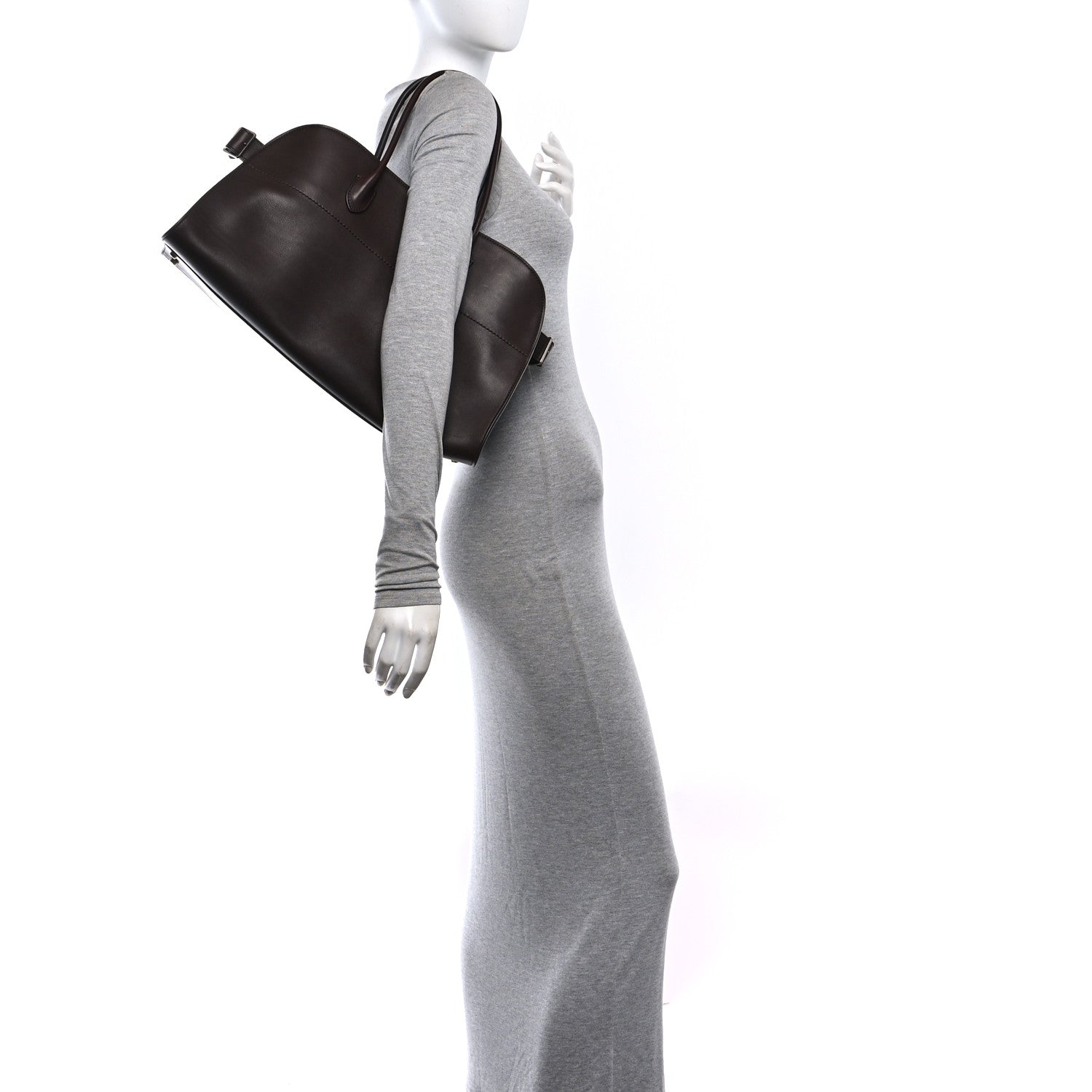 The Row Polished Saddle Calfskin EW Margaux Chestnut 3 of 10