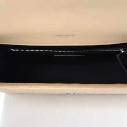 Saint Laurent Grain De Poudre Mixed Matelasse Large Triquilt Monogram Satchel Nude Powder 6 of 8