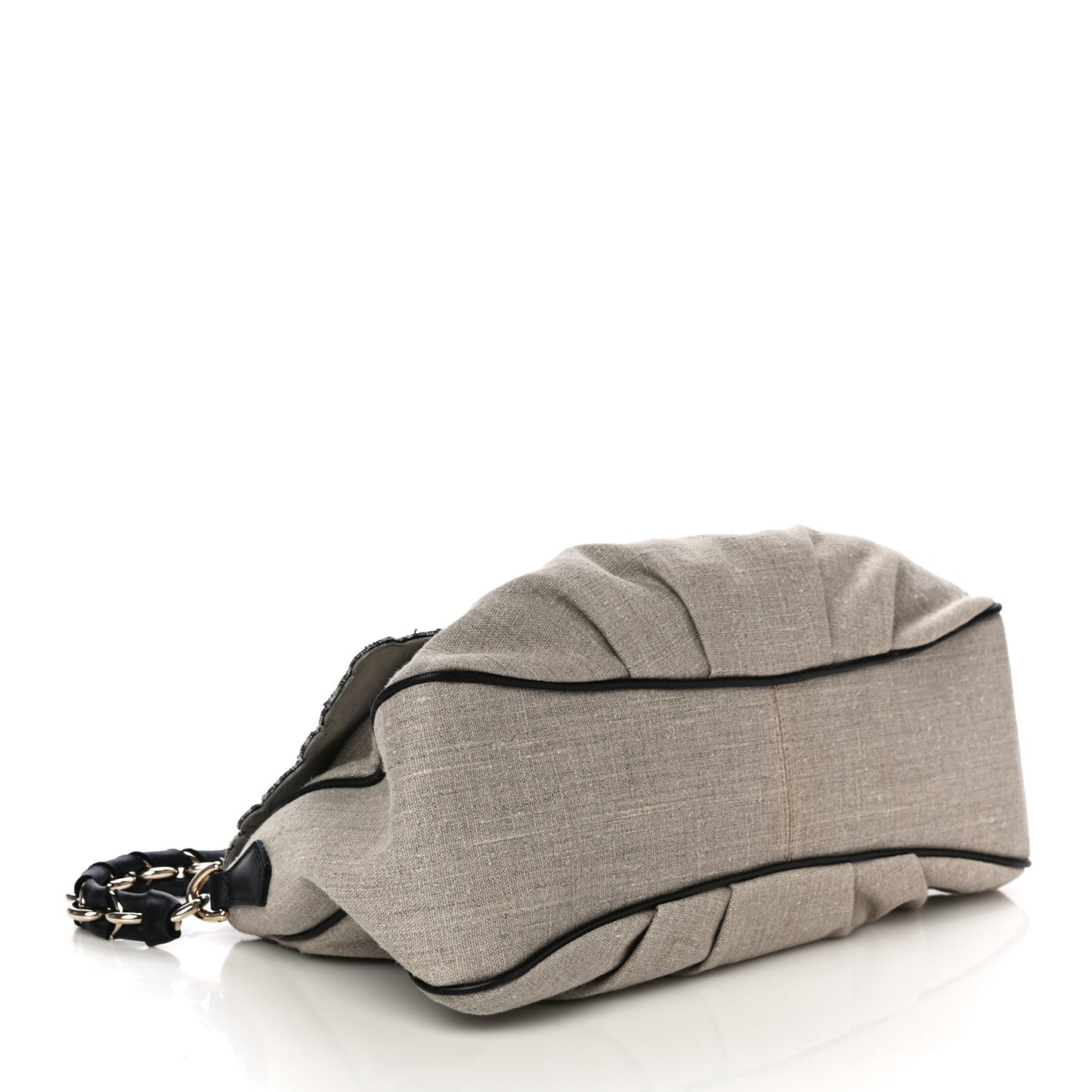 Linen Embroidered Mia Shoulder Flap Beige Black