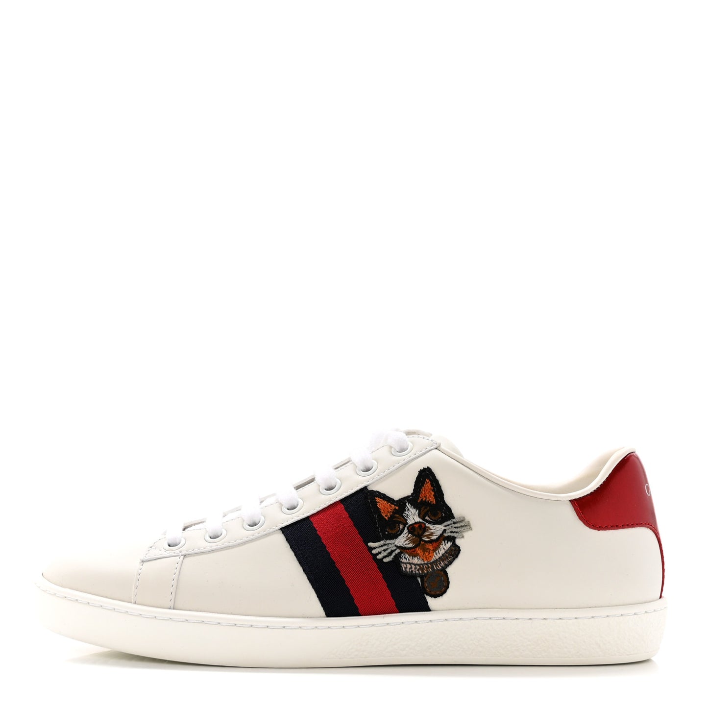 Calfskin Web Bosco Embroidered Ace Sneakers 38 White