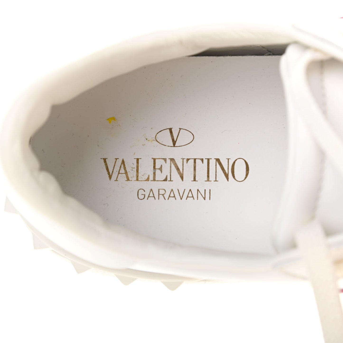 Calfskin Womens Rockstud Open Sneakers 40 White Pink