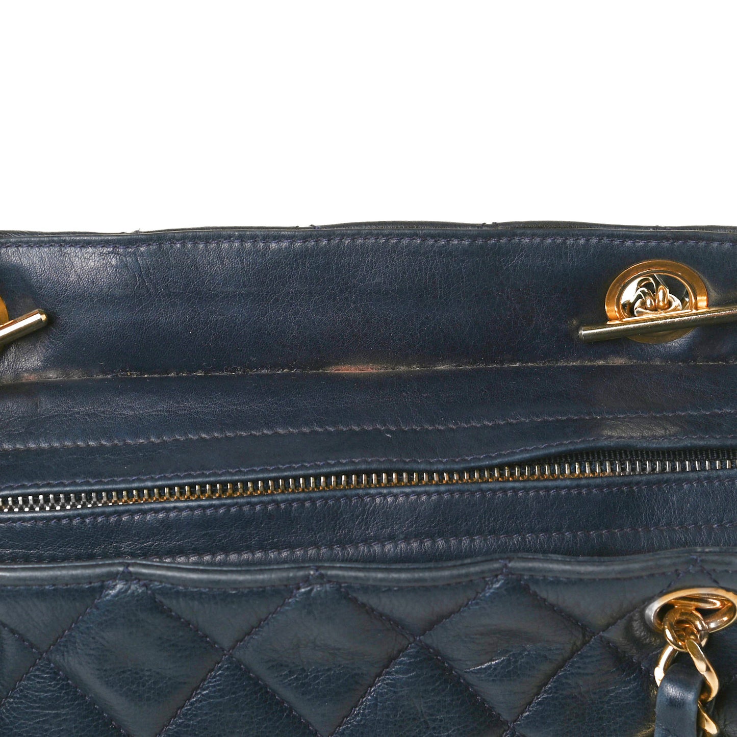 Lambskin Quilted Tote Navy