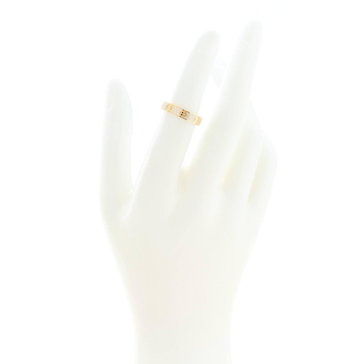 Cartier 18K Yellow Gold Diamond 4mm LOVE Wedding Paved Band Ring 50 5.25 2 of 4