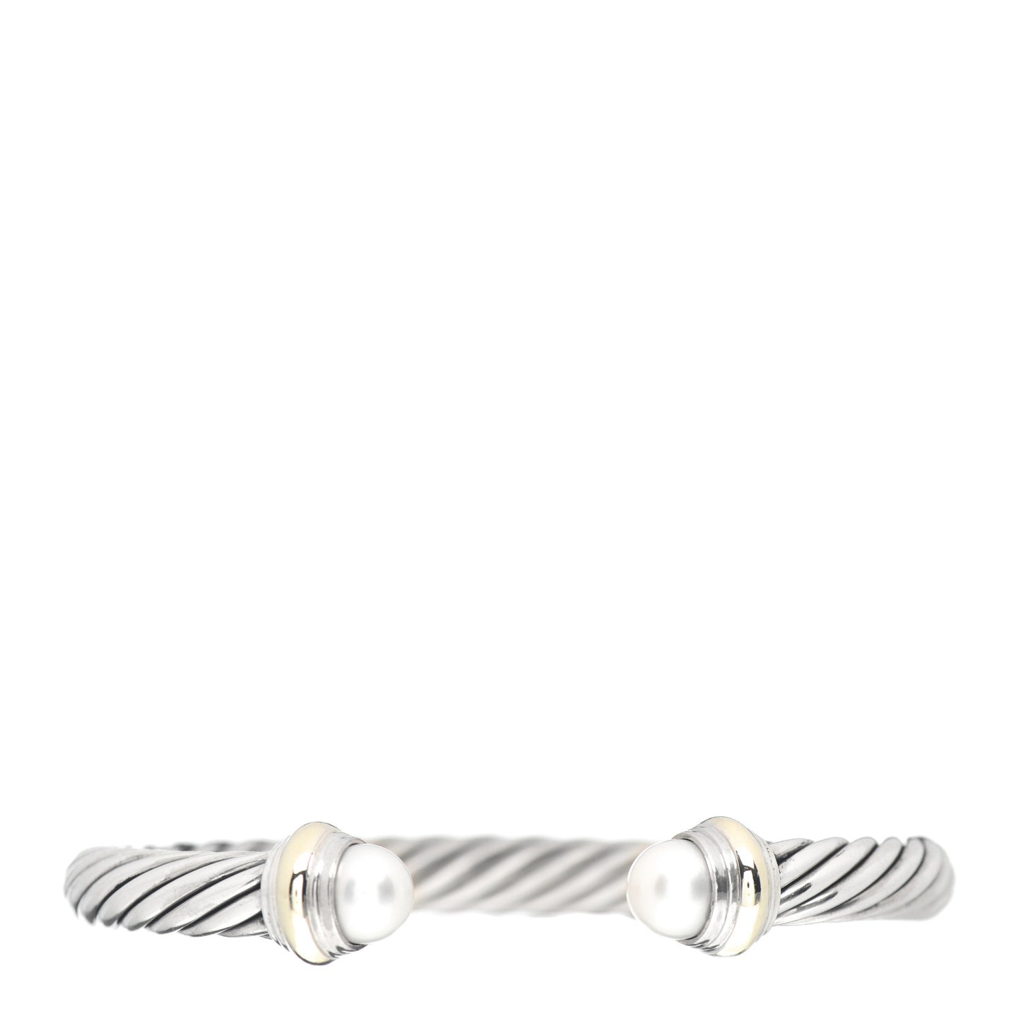 Sterling Silver 14K Yellow Gold Pearl 7mm Cable Classics Bracelet