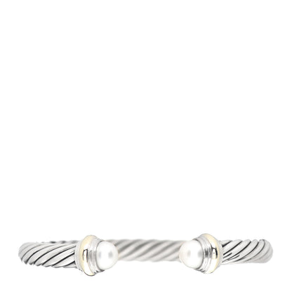David Yurman Sterling Silver 14K Yellow Gold Pearl 7mm Cable Classics Bracelet 1 of 4