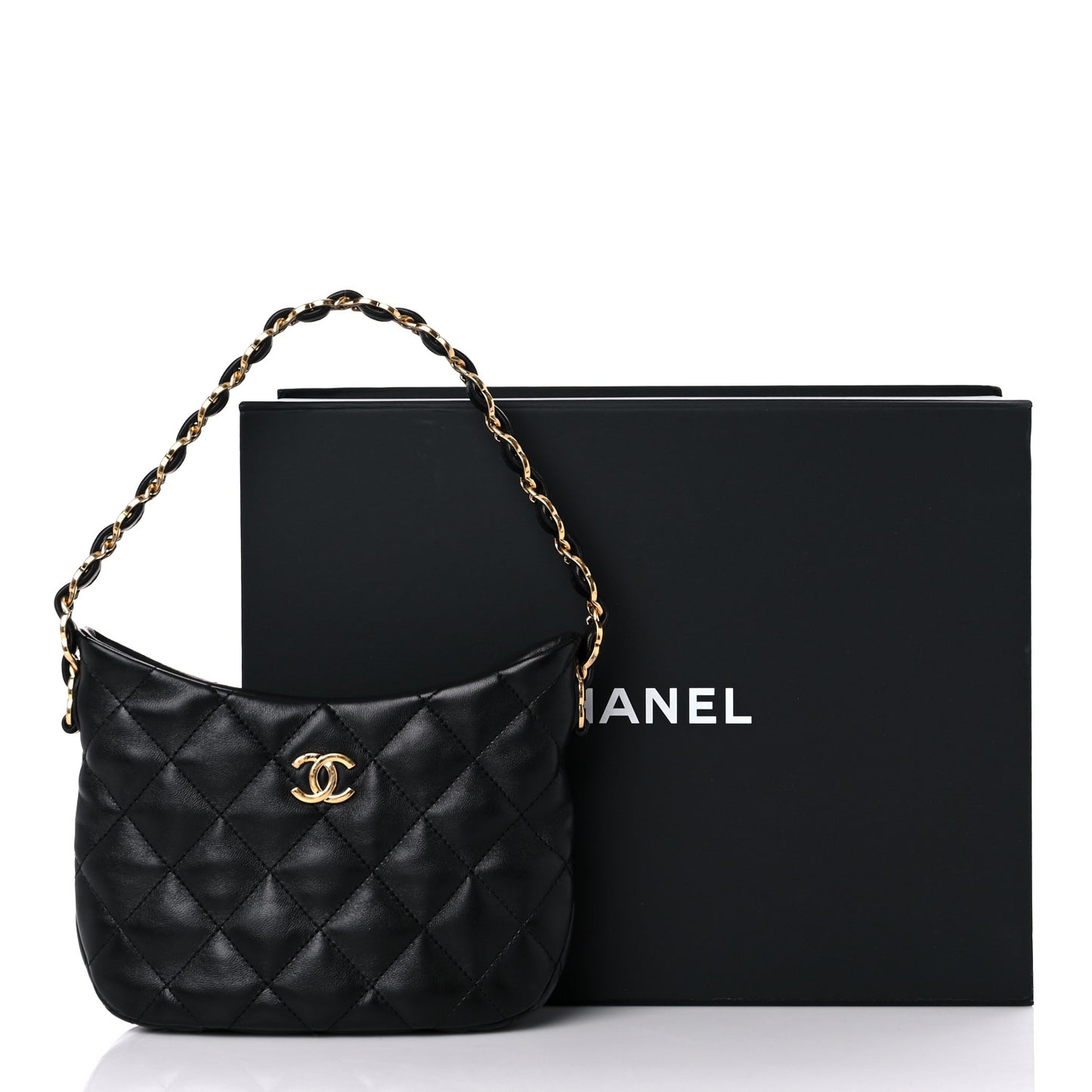 Lambskin Quilted Hobo Black