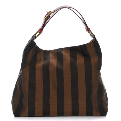 Fendi Pequin Cuoio Vegetale Large Hobo Tobacco Rosso Black 1 of 7