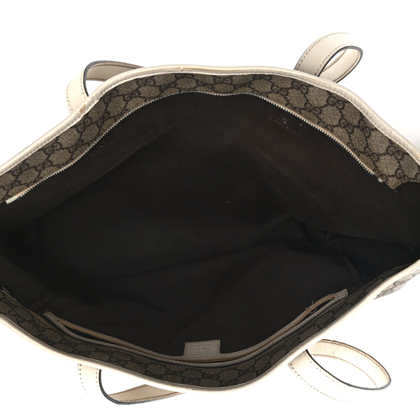 GG Supreme Monogram Medium Zippered Shopping Tote Off White