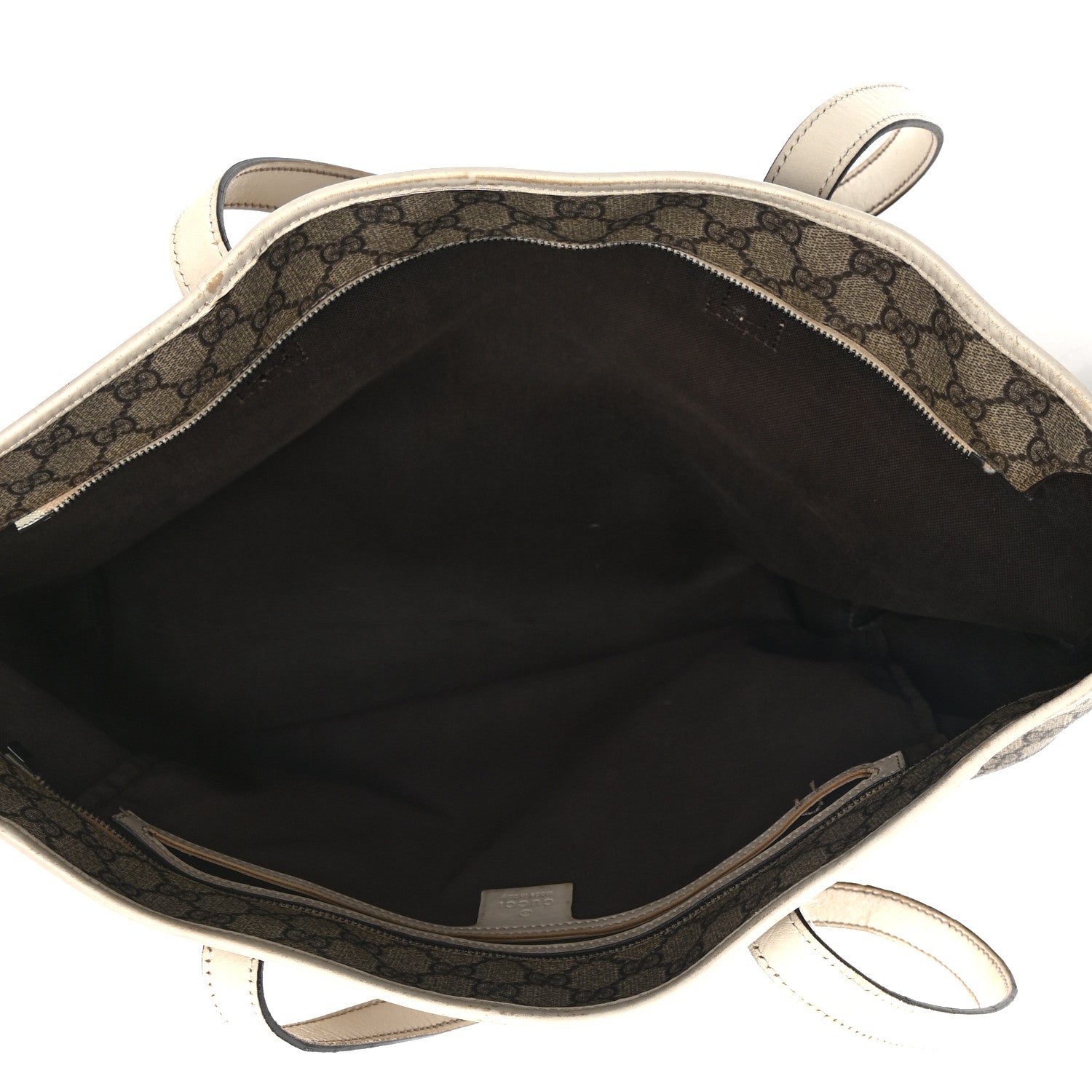 Gucci GG Supreme Monogram Medium Zippered Shopping Tote Off White 6 of 10