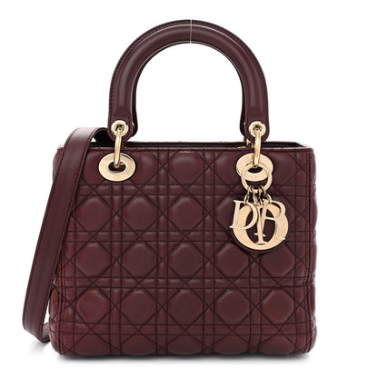 Christian Dior Lambskin Cannage Medium Lady Dior Burgundy 1 of 10