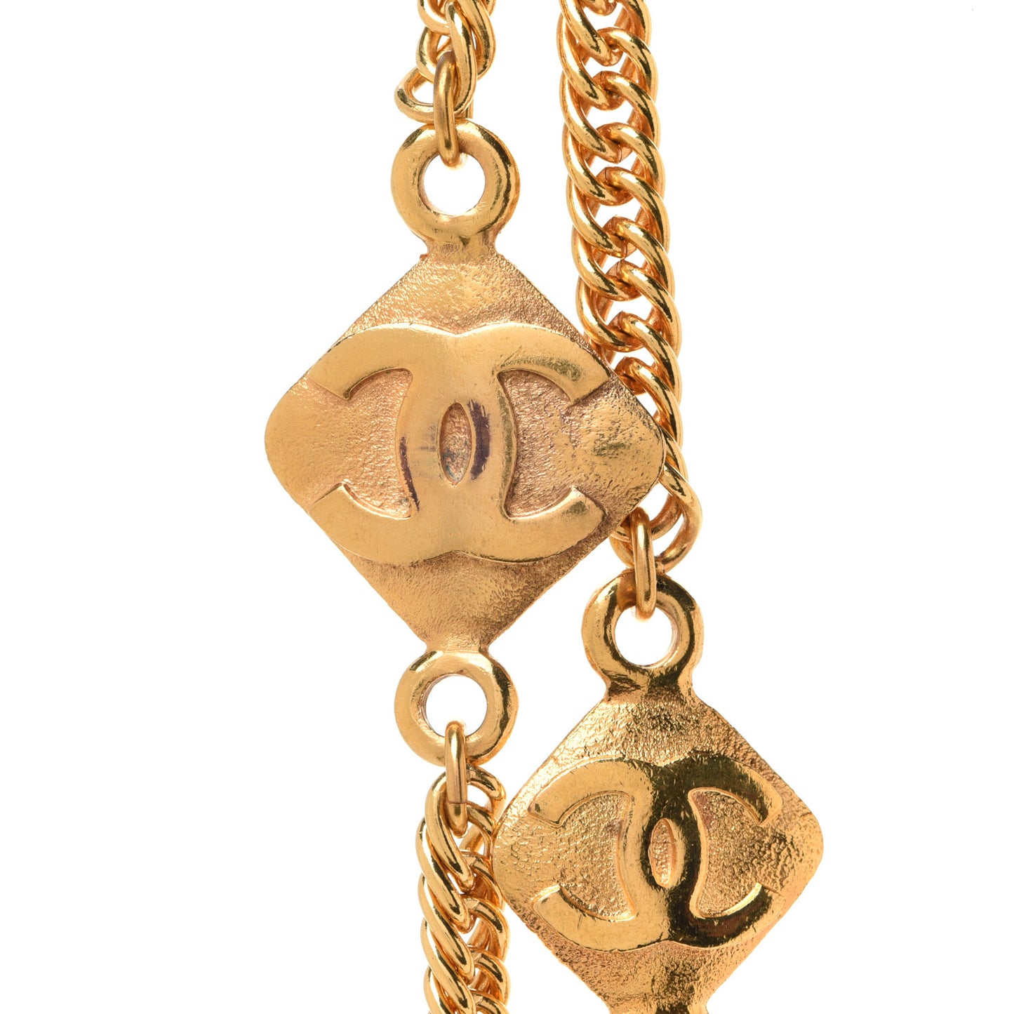 Metal CC Long Chain Necklace Gold