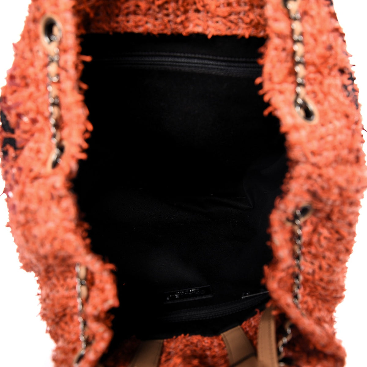 Tweed Sequins Embroidered Cubano Trip Backpack Orange Coral