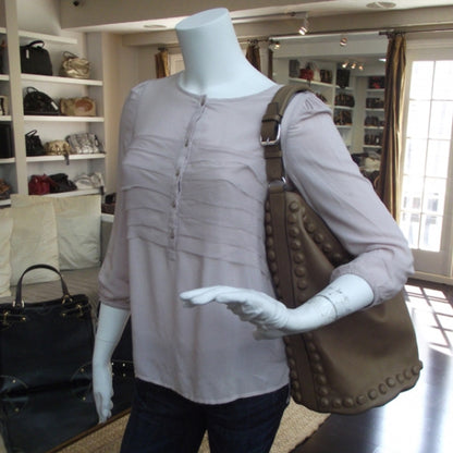 FASHIONPHILE MARNILeatherStudTrimmedShoulderBagLightChocolate 2 of 9