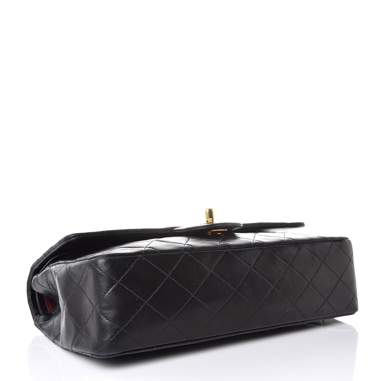Lambskin Quilted Medium Double Flap Black