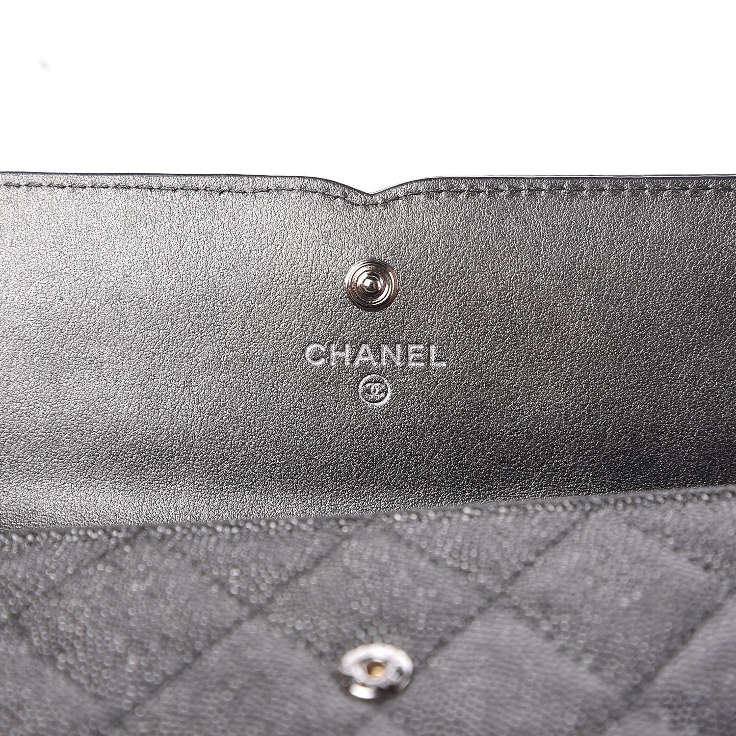 Chanel Metallic Caviar Filigree Flap Wallet Dark Silver 6 of 9