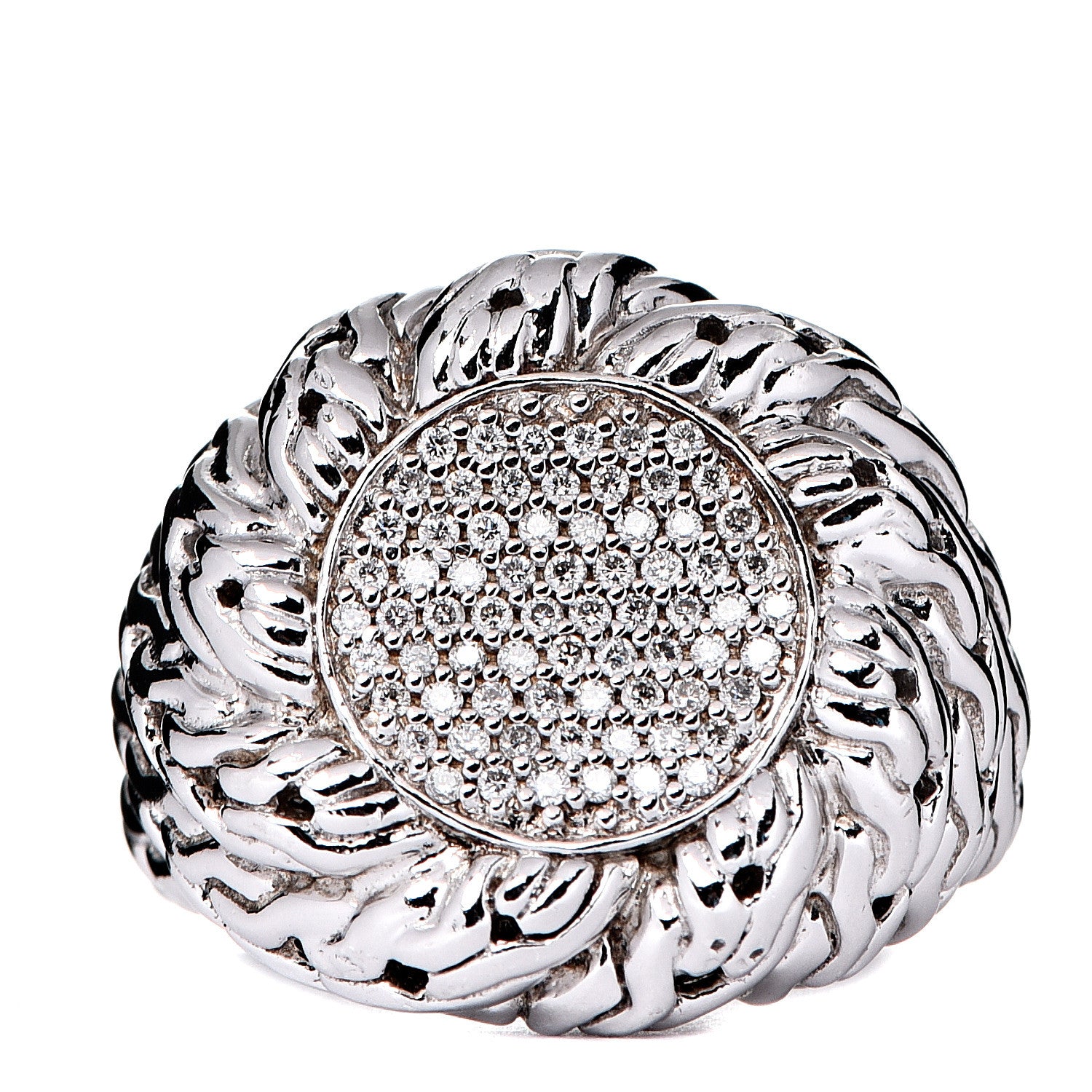 John Hardy Sterling Silver Diamond Chain Ring 55 7.25 1 of 6