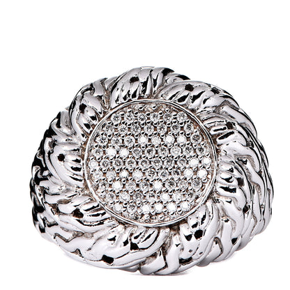 John Hardy Sterling Silver Diamond Chain Ring 55 7.25 1 of 6