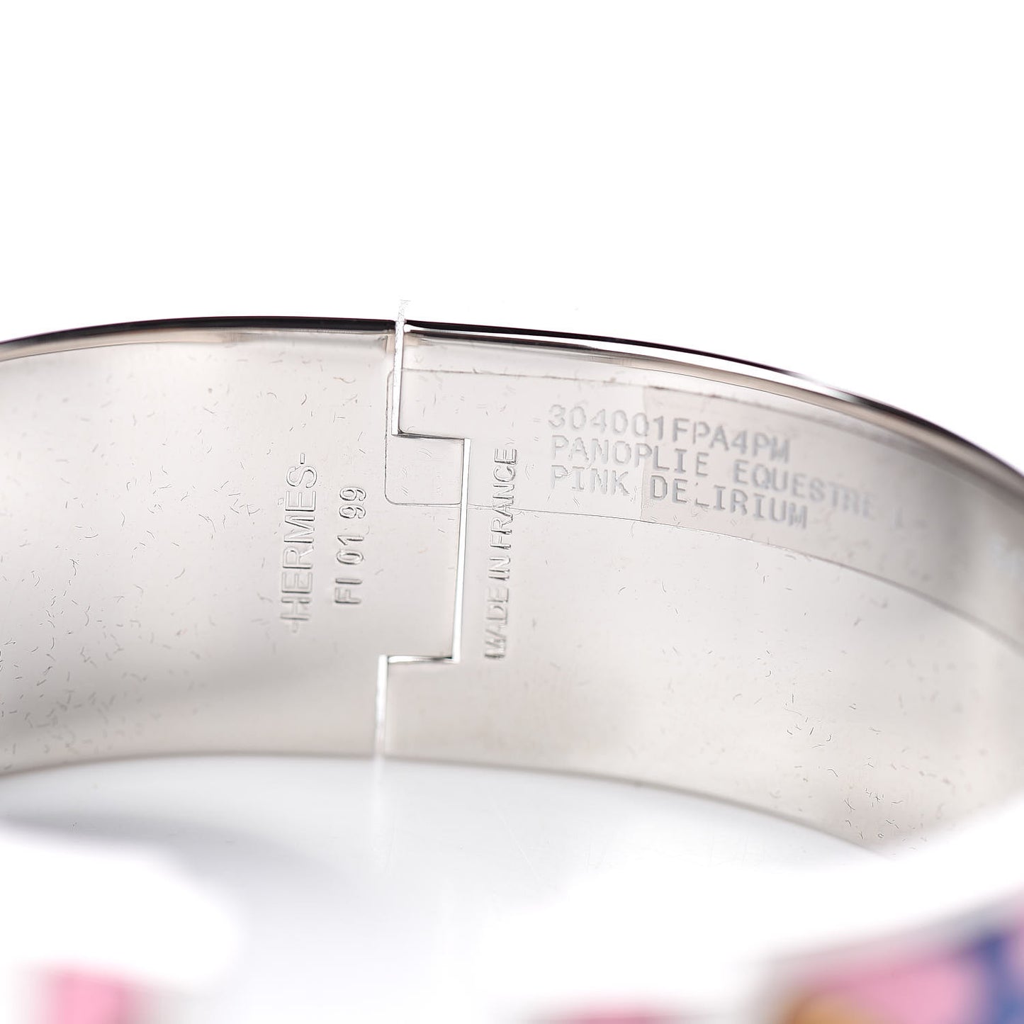 Enamel Printed Wide Panoplie Equestre Clic H Bracelet PM Pink Delirium