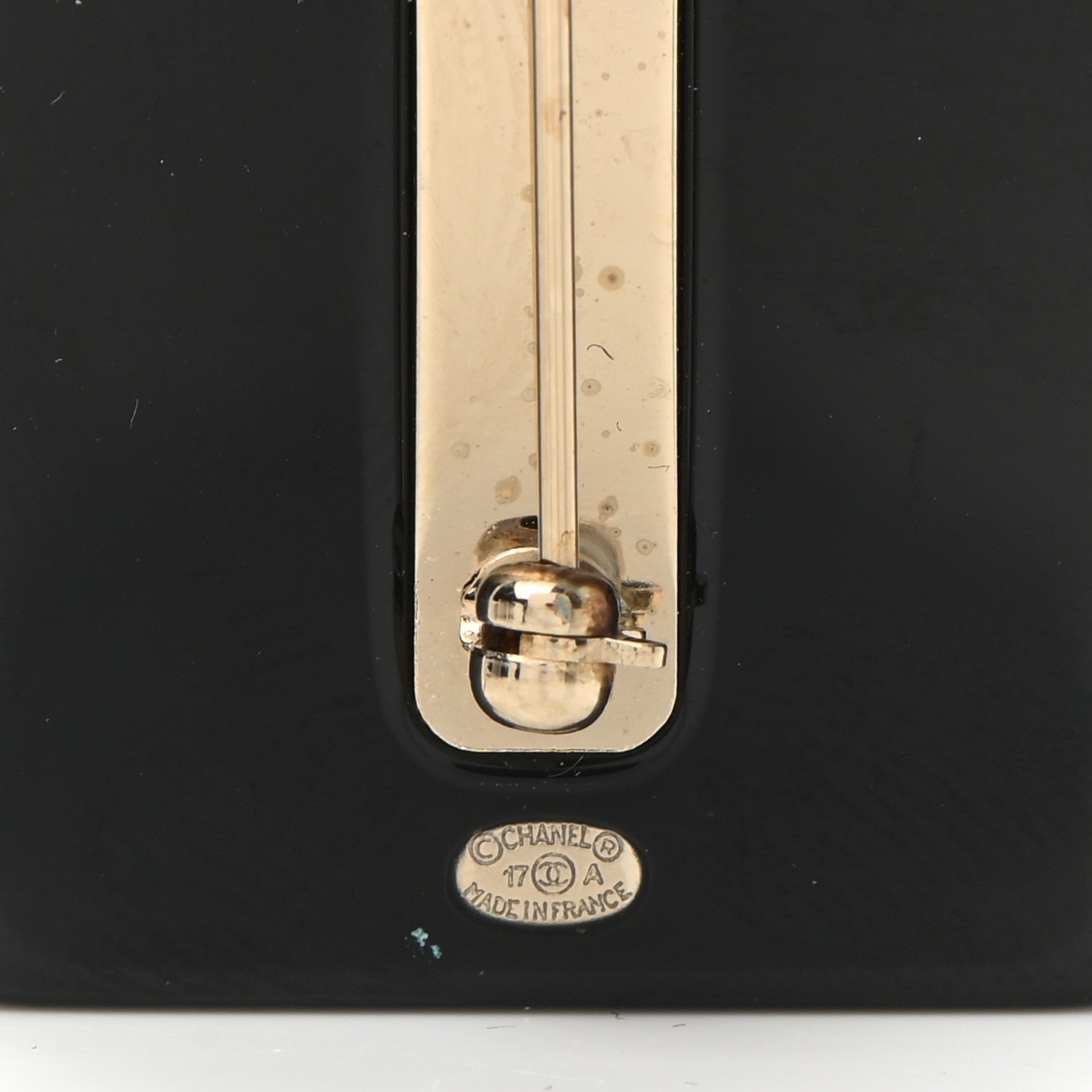 Chanel Resin Strass Perfume Bottle CC Brooch Black Gold 4 of 5
