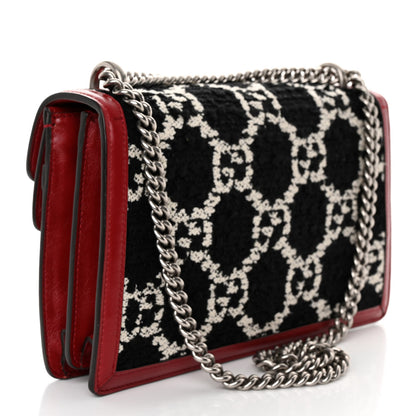 Gucci Tweed GG Monogram Small Dionysus Shoulder Bag Black White Romantic Cherry 3 of 14