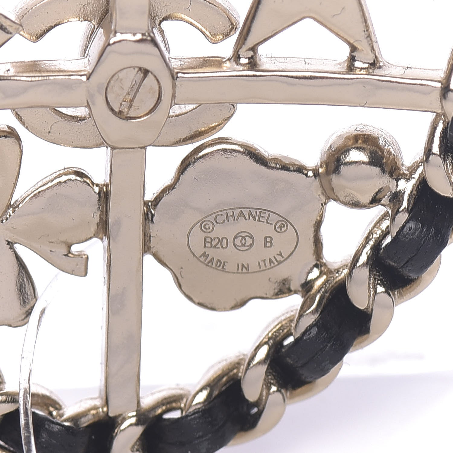 Chanel Lambskin Pearl Strass Sergeant Shield Brooch Gold 4 of 5