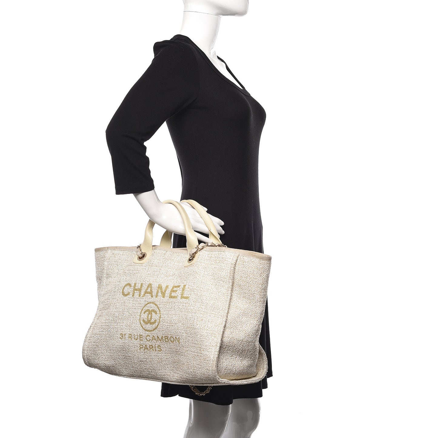 Canvas Large Deauville Tote Light Beige