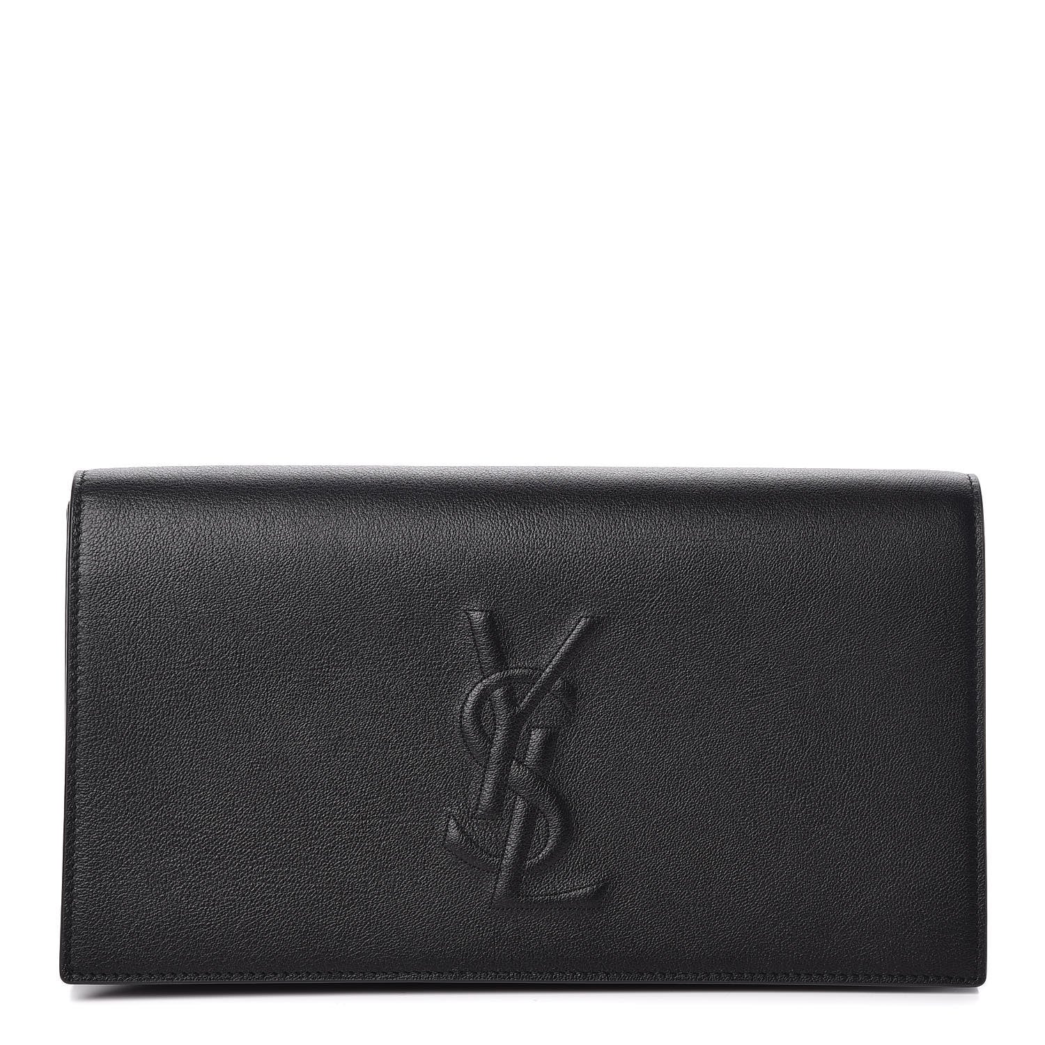 Saint Laurent Calfskin Monogram Large Belle De Jour Clutch Black 1 of 8