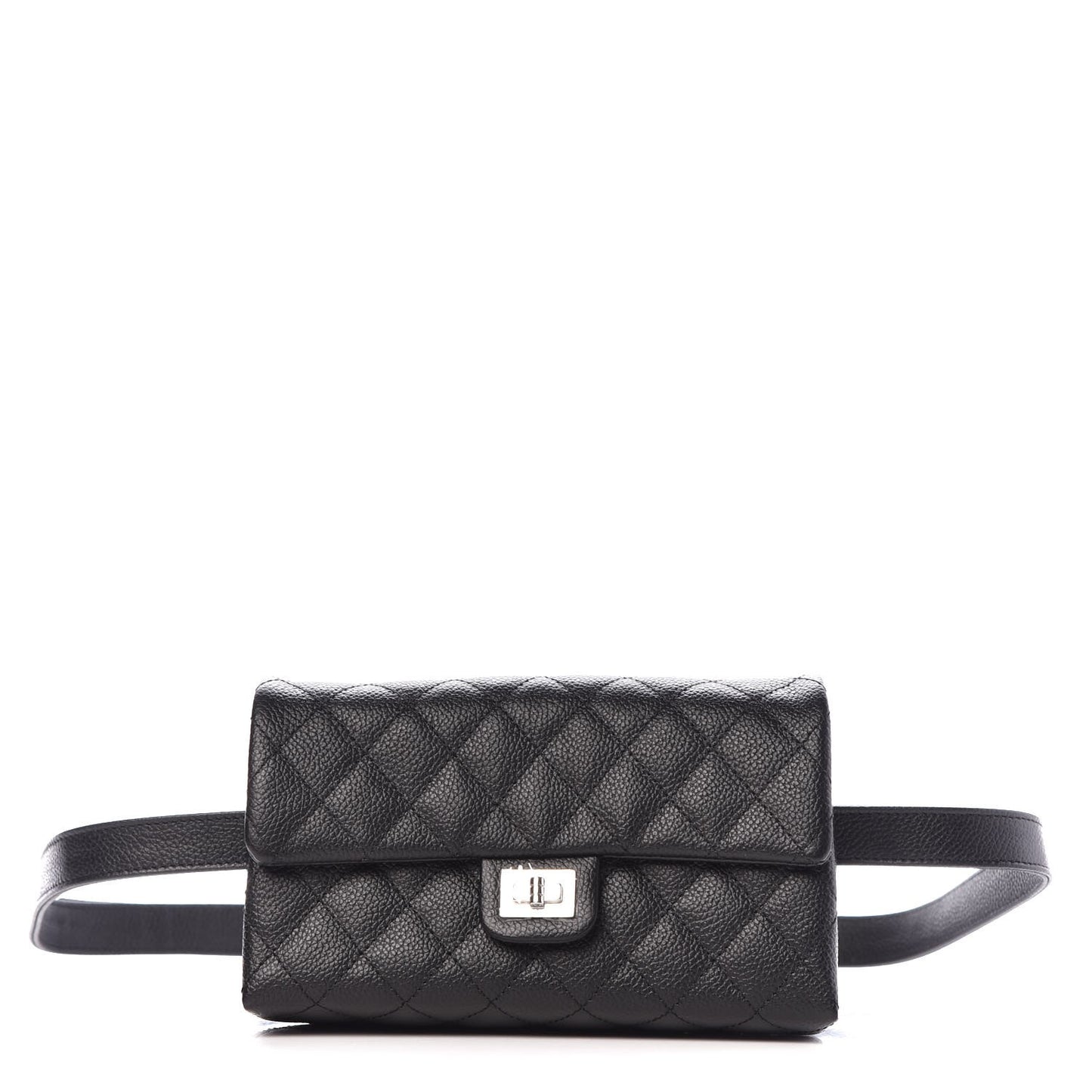 Grained Calfskin Quilted 2.55 Reissue Flap Belt Bag Clutch Black
