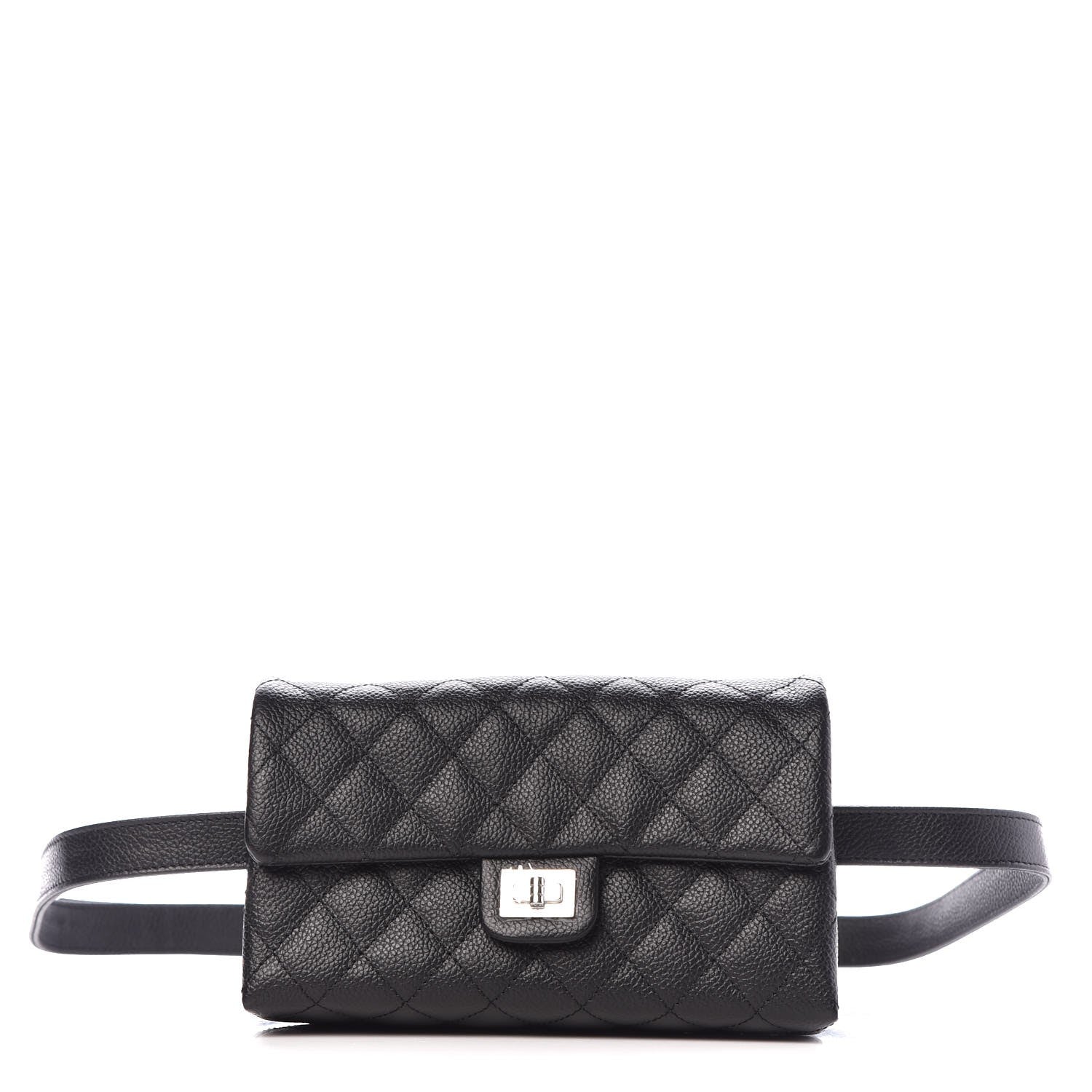 Chanel Grained Calfskin Quilted 2.55 Reissue Flap Belt Bag Clutch Black 1 of 9