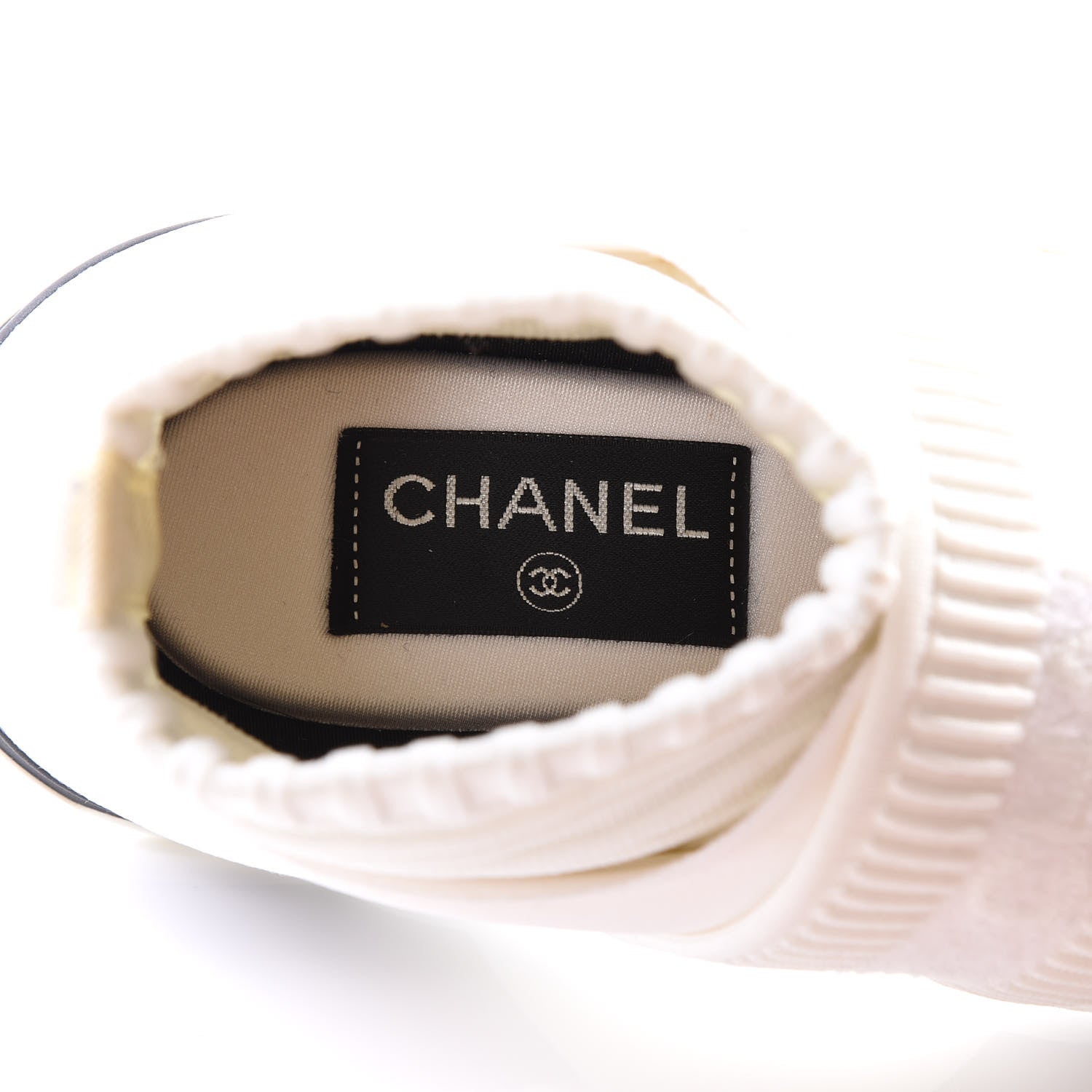 Chanel Stretch Fabric CC Sneakers 36.5 White 7 of 10