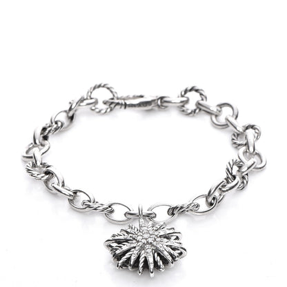 David Yurman Sterling Silver Diamond 20mm Starburst Charm Bracelet 1 of 6