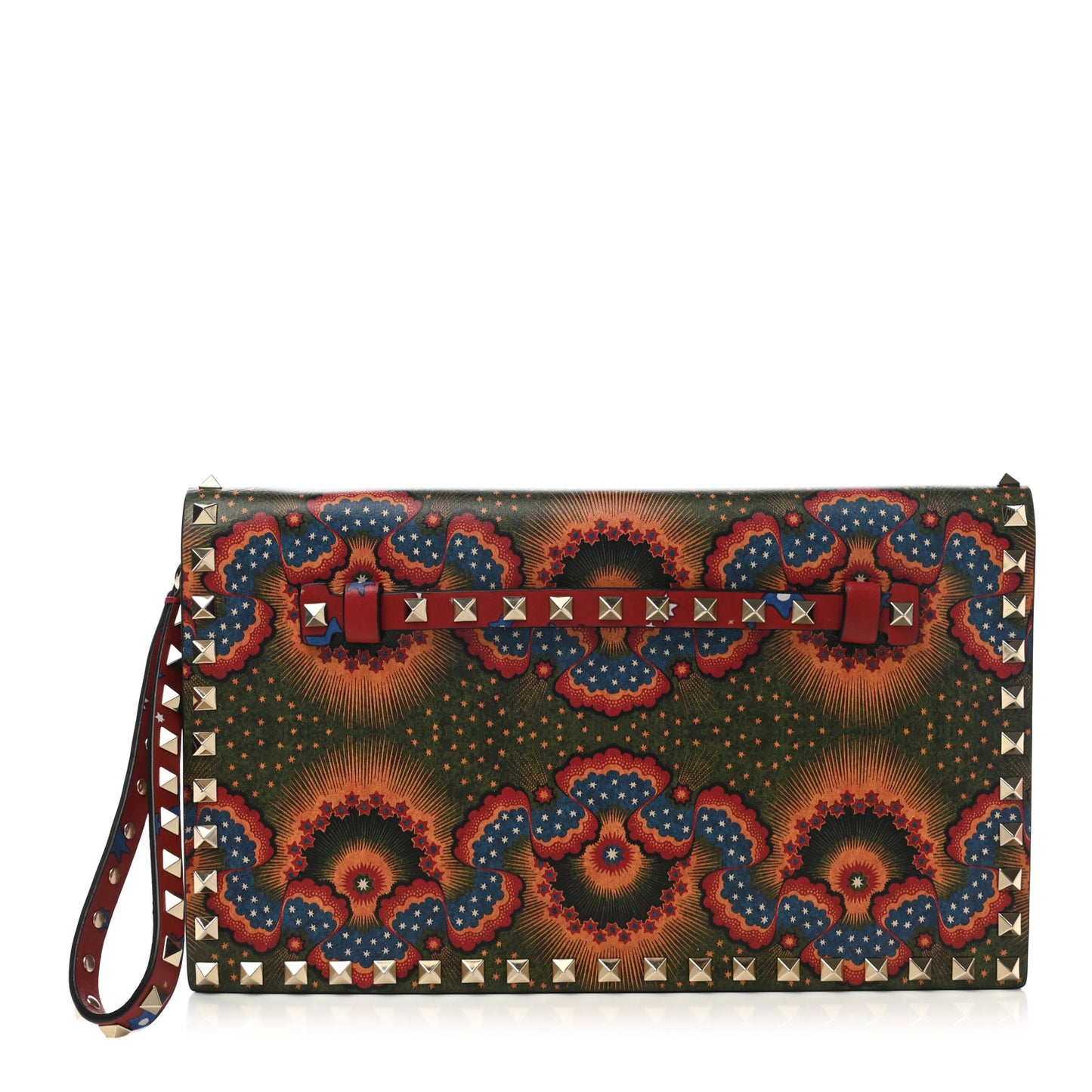 Nappa Enchanted Wonderland Rockstud Wristlet Clutch Red