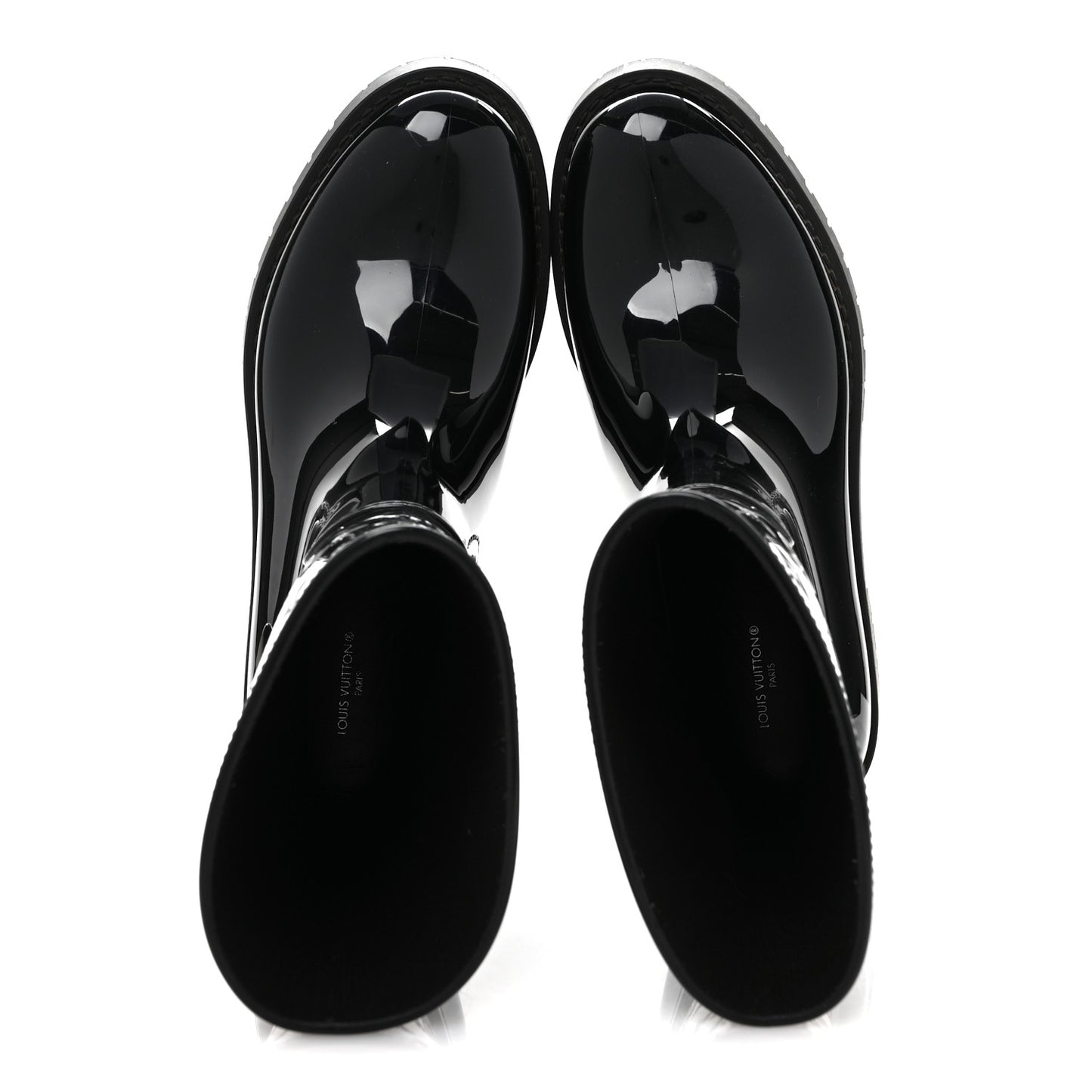 Rubber Embossed Monogram Splash Rain Short Boots 40 Black