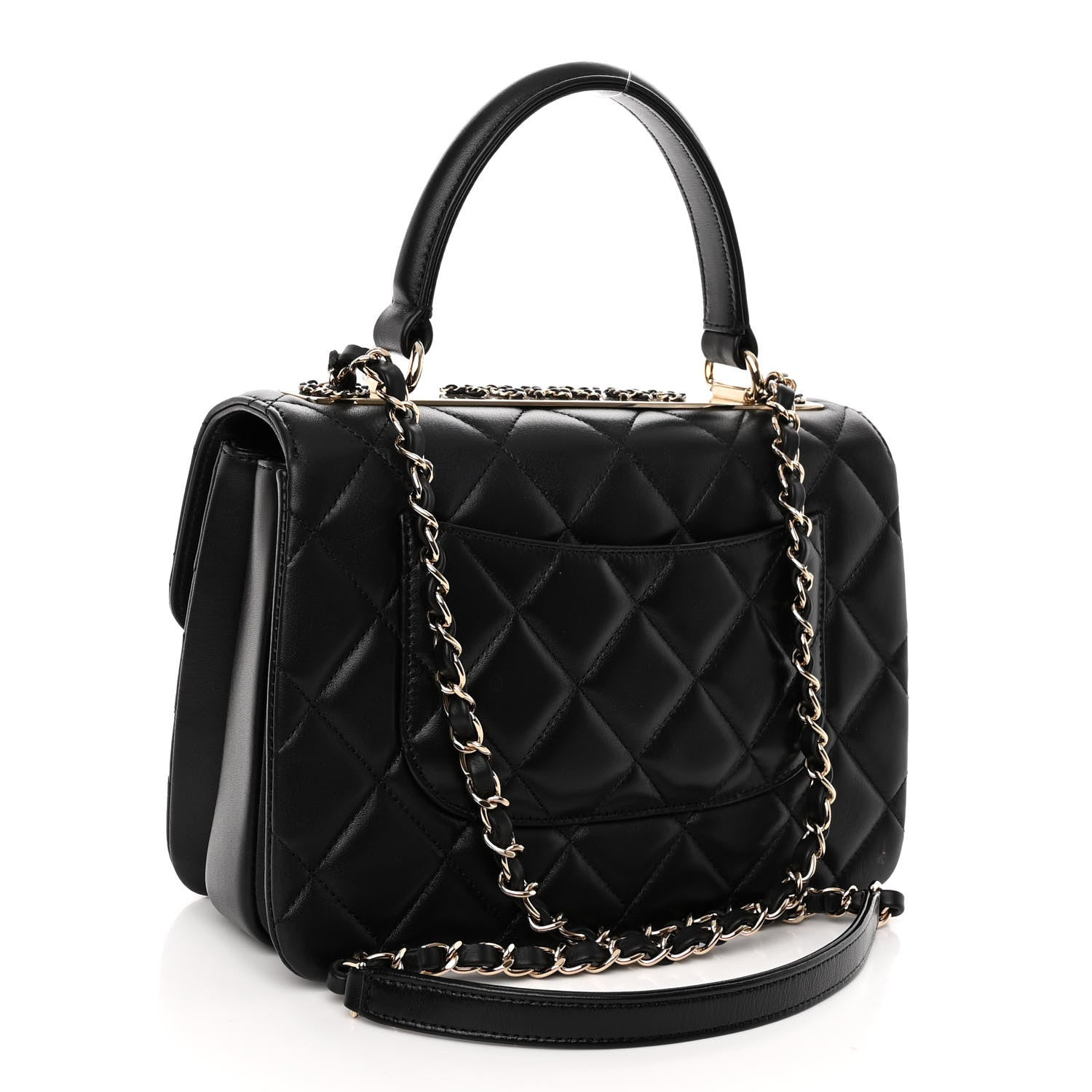 Chanel Lambskin Quilted Small Trendy CC Chain Dual Handle Flap Bag Black 3 of 10