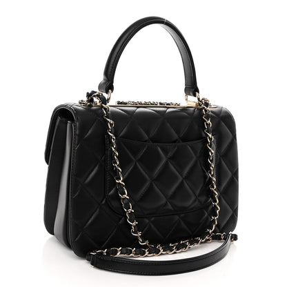 Chanel Lambskin Quilted Small Trendy CC Chain Dual Handle Flap Bag Black 3 of 10