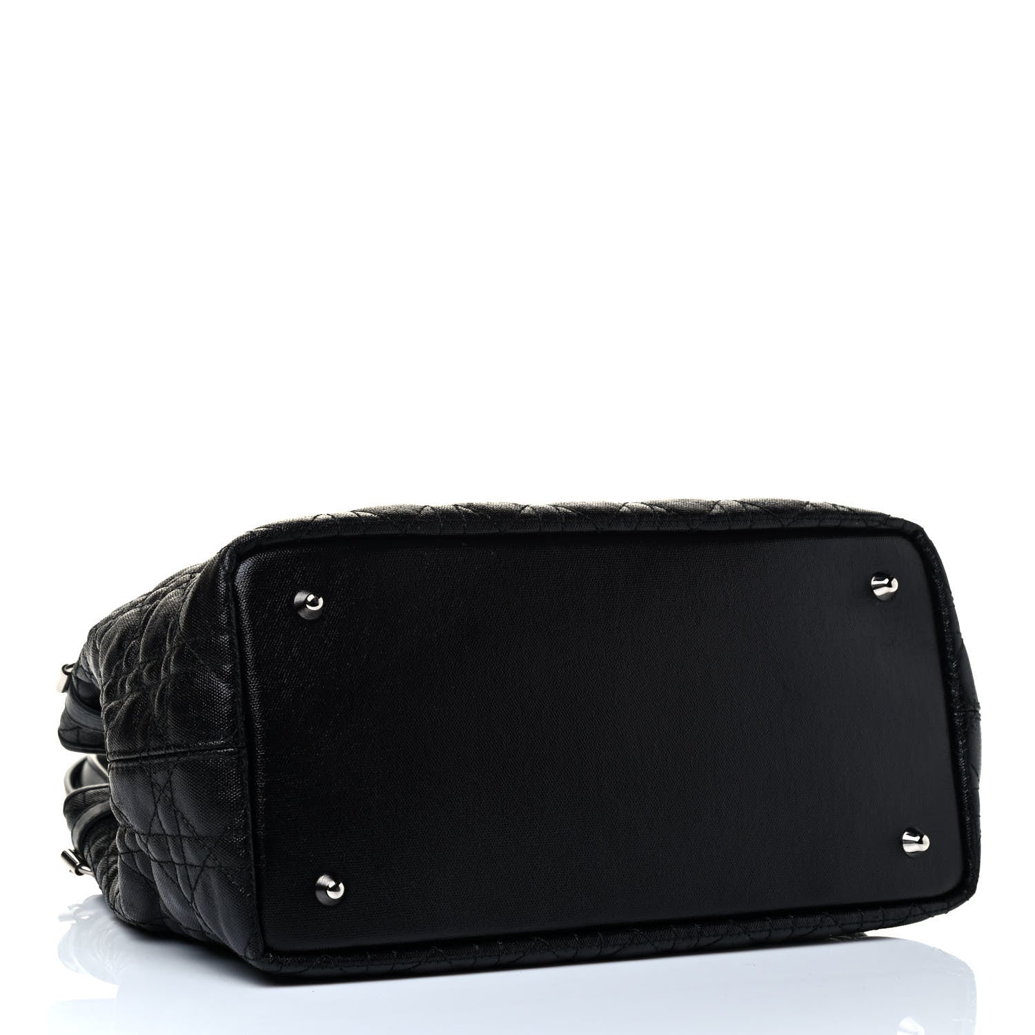 Christian Dior Coated Canvas Cannage Small Panarea Tote Black 3 of 4