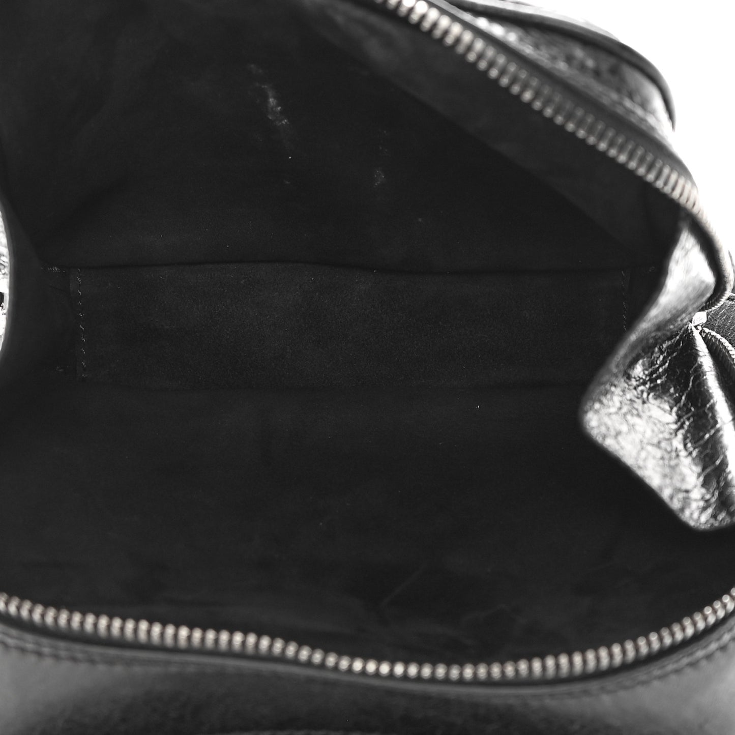 Craquele Nappa Rockstud Spike Double Zip Camera Crossbody Bag Black