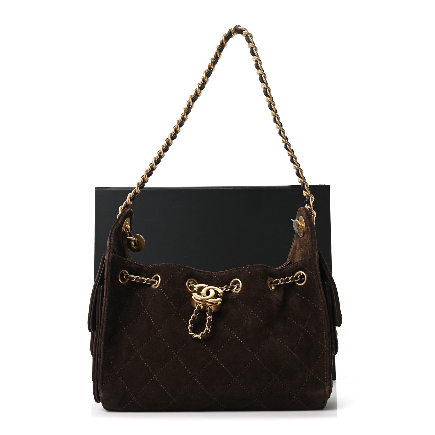 Chanel Suede Quilted Mini Chanel 25 Handbag Dark Brown 21 of 21