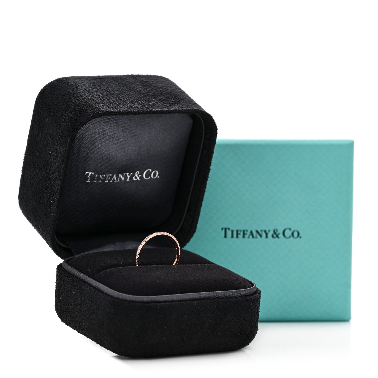Tiffany 18K Rose Gold Diamond Metro Band Ring 47 4 5 of 5
