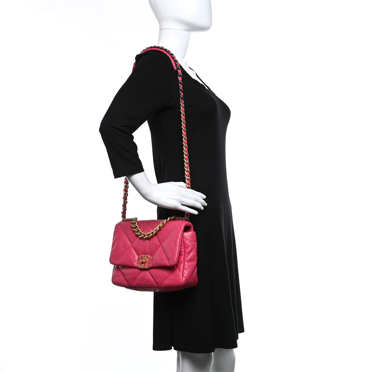 Chanel Goatskin Quilted Medium Chanel 19 Flap Pink 2 of 9
