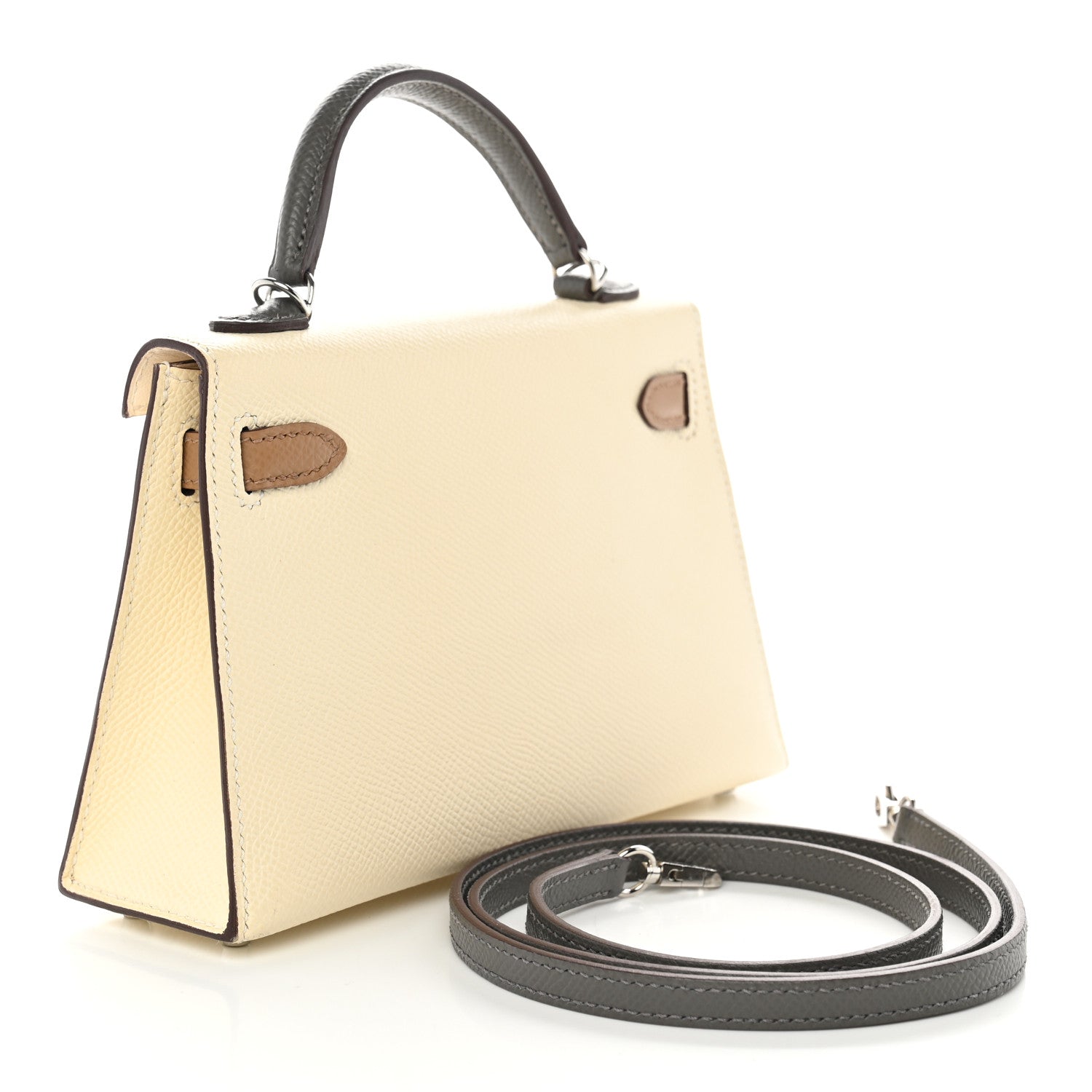 Hermes Epsom Tri-Color Mini Kelly Sellier 20 Craie Biscuit Gris Meyer 2 of 12