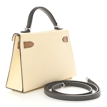 Hermes Epsom Tri-Color Mini Kelly Sellier 20 Craie Biscuit Gris Meyer 2 of 12