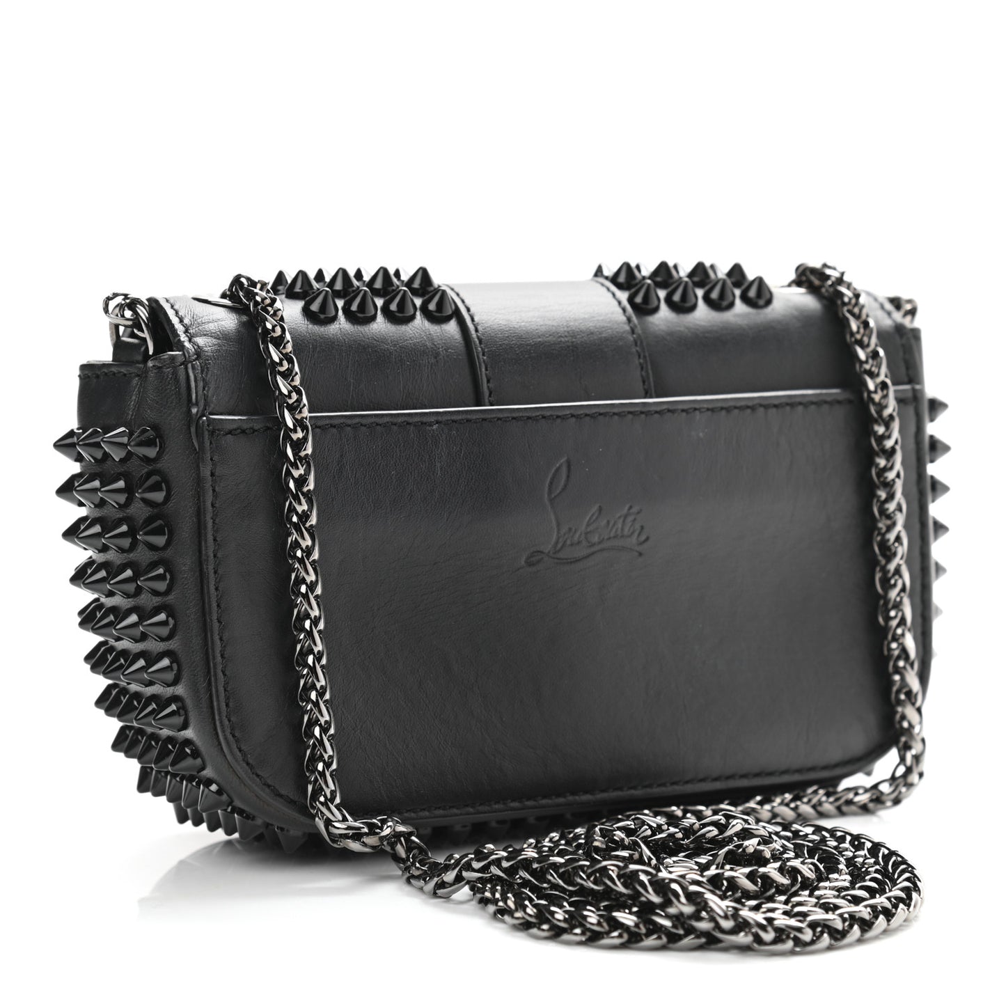 Calfskin Spikes Sweety Charity Crossbody Bag Black