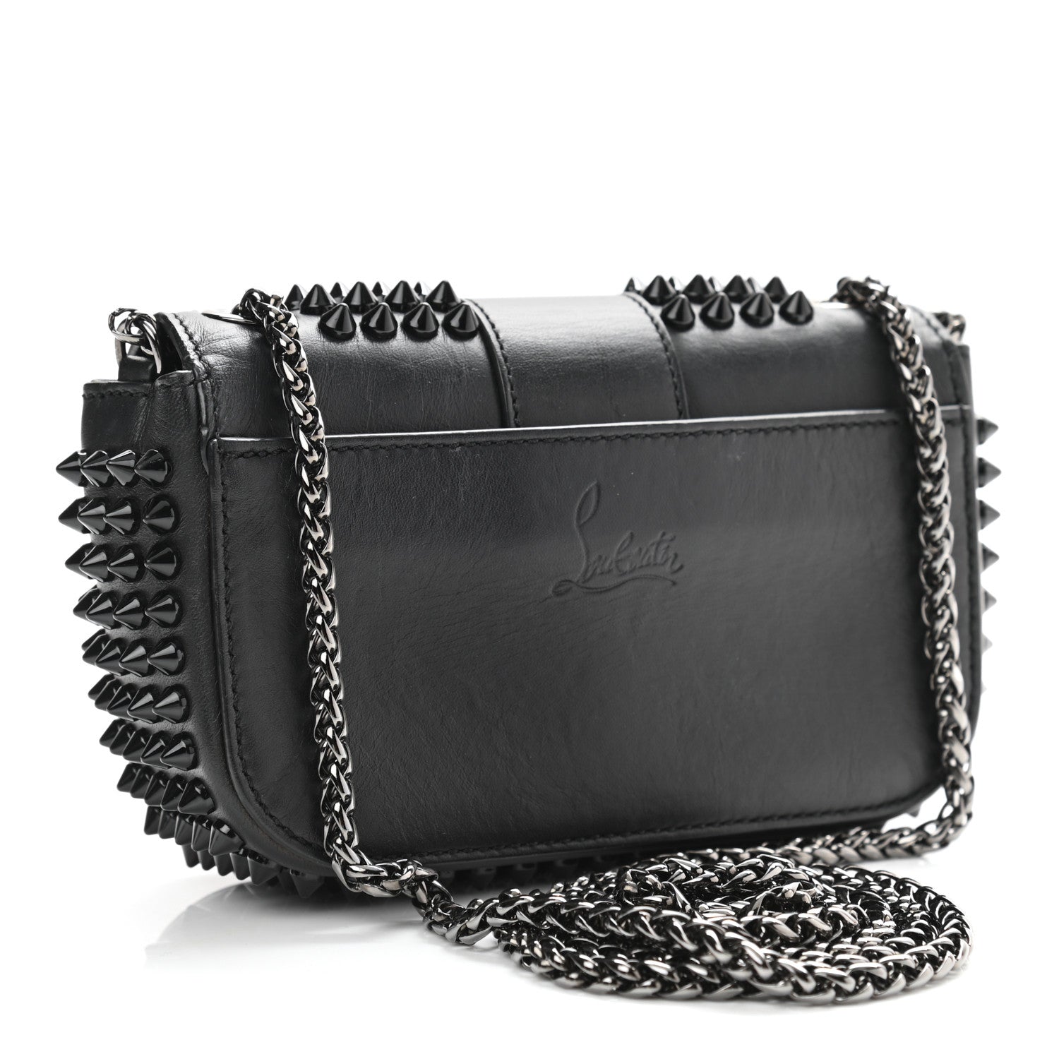 Christian Louboutin Calfskin Spikes Sweety Charity Crossbody Bag Black 3 of 12
