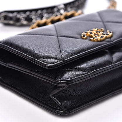 Chanel Goatskin Quilted 19 Wallet On Chain WOC Black 8 of 15