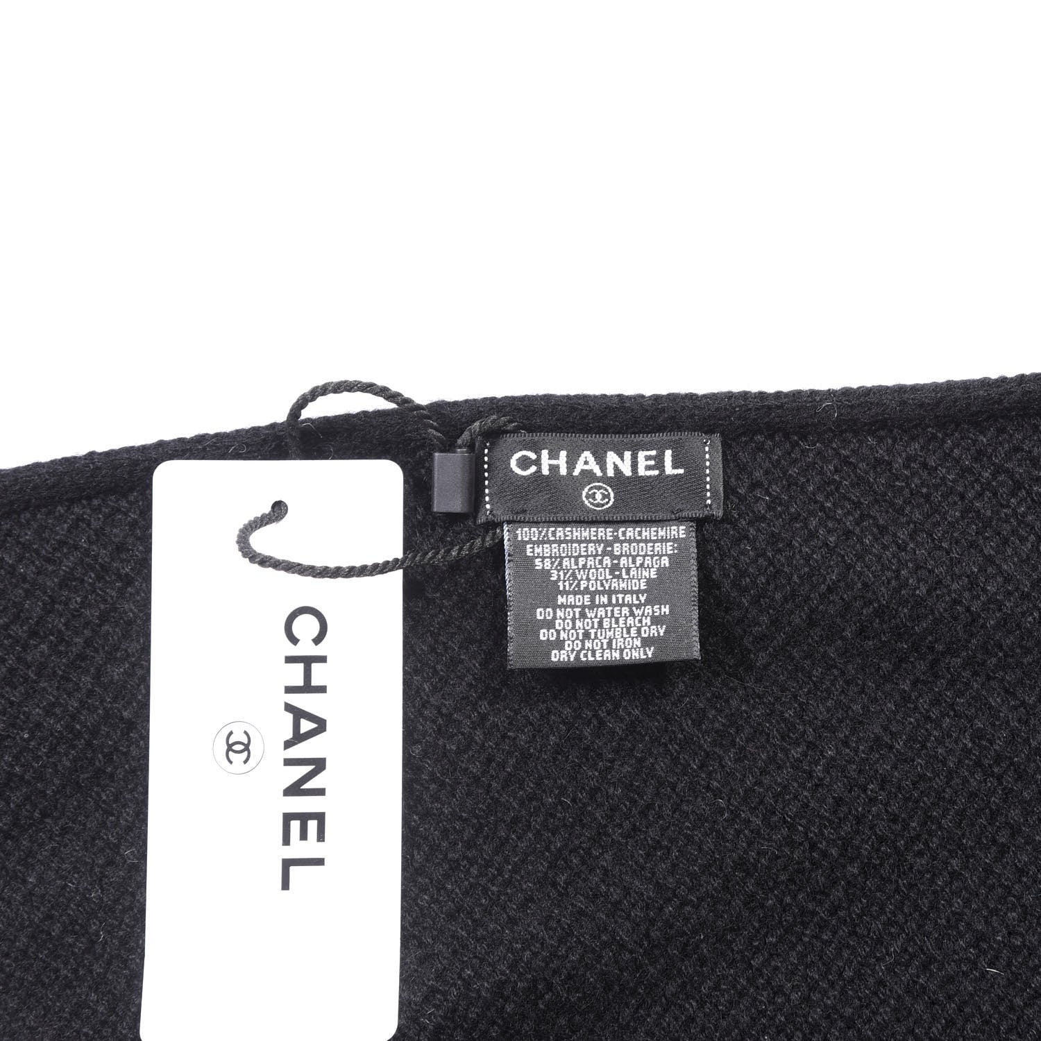 Chanel Cashmere CC Scarf Black White 3 of 3