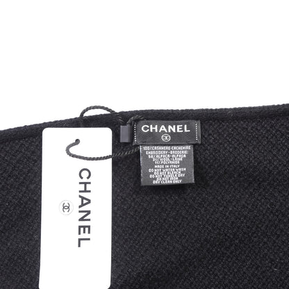 Chanel Cashmere CC Scarf Black White 3 of 3